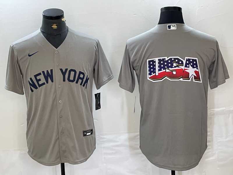 Men%27s New York Yankees Blank 2021 Grey Field of Dreams Cool Base Stitched Baseball Jerseys->new york yankees->MLB Jersey